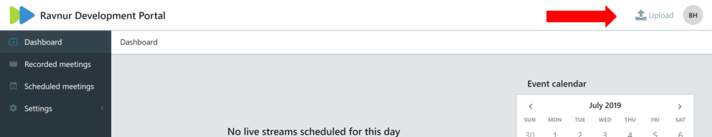 Upload button in the admin portal